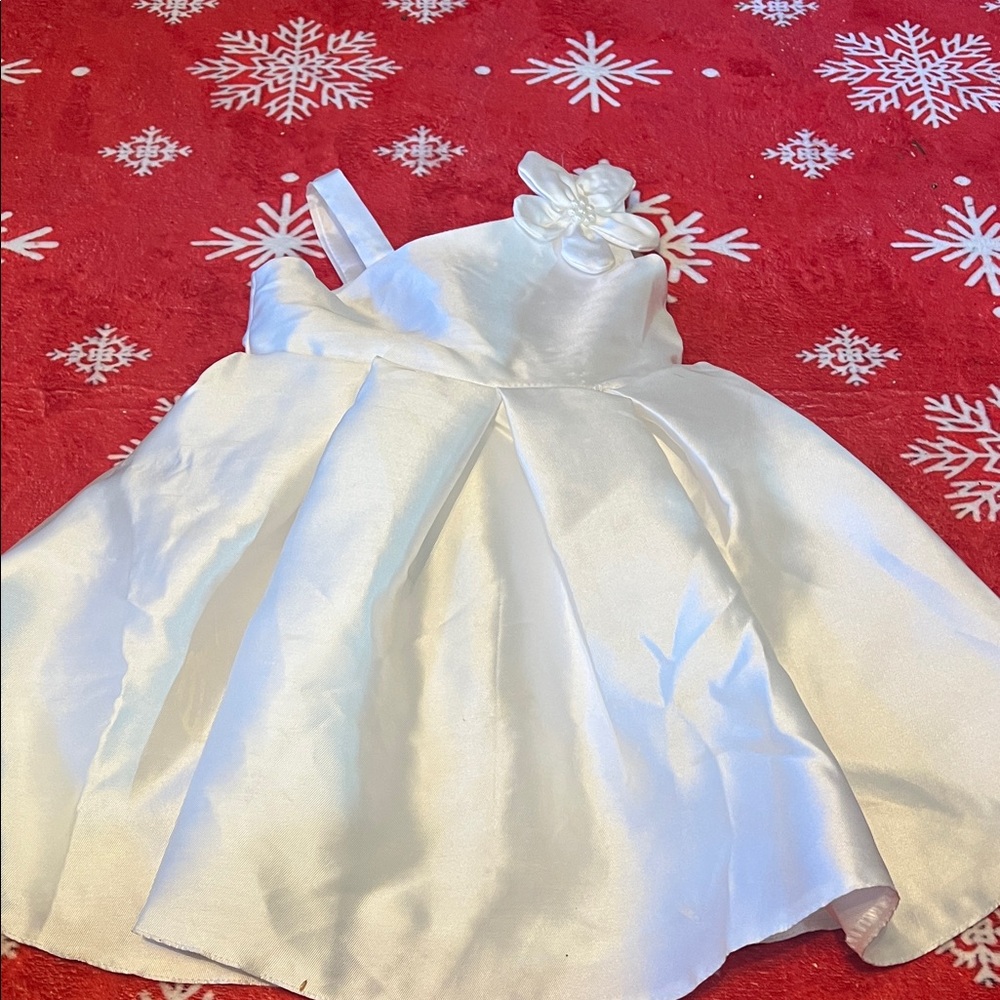 Zara White Formal Kids Dress with Floral Accent